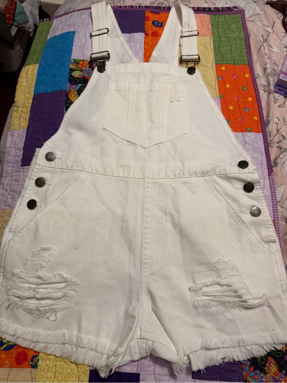 Show Me Your MuMu Georgia Denim Overalls in Seashell size S